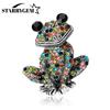 Броши в виде лягушки со стразами для женщин, унисекс, эмалированные булавки в виде животных, подарки для друзей на вечеринку в офисе, ювелирные аксессуары