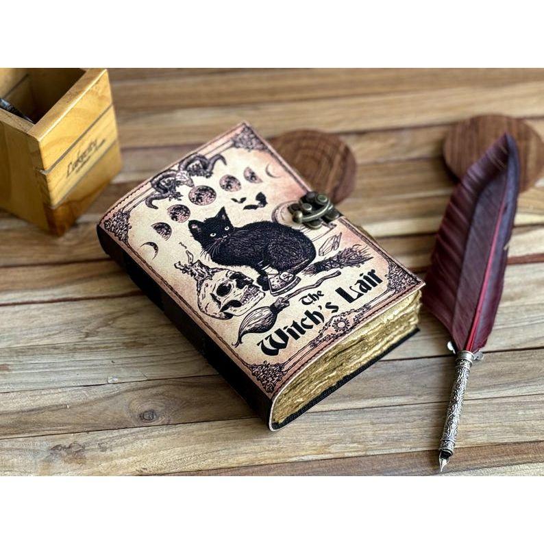 Кожаный журнал Волшебник заклинаний Кошачья книга Пустая тетрадь магии Книга теней Викканский языческий гримуар книга для путешествий Зарисовка лучший подарок