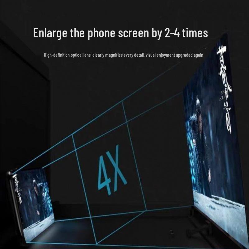 Ультрапрозрачная лупа для экрана мобильного телефона: 4K HD с защитой от синего света, Вертикальная/Горизонтальная проекция, Улучшение изображения в 6 раз