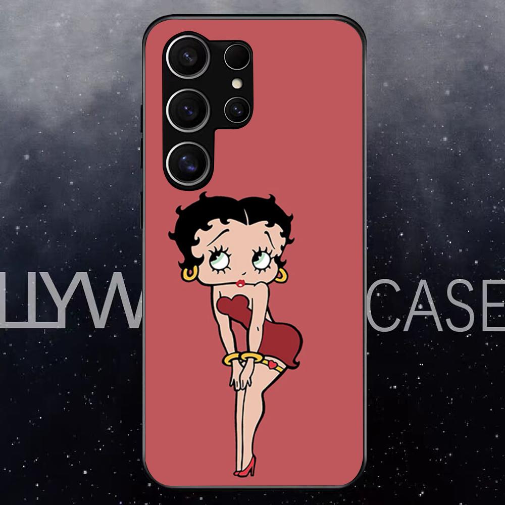 Чехол Betty Beautiful B-boop для Samsung S25 Edge Ultra S23 S22 S21 S20 Ultra Plus S24 Fe A54 A53 A25 Стеклянная крышка