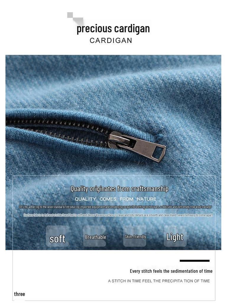 Men's Cashmere Half-Zip Pullover: Youthful Round Neck, Thick Wool Sweater, Plus Size, Casual Autumn/Winter Knitwear.