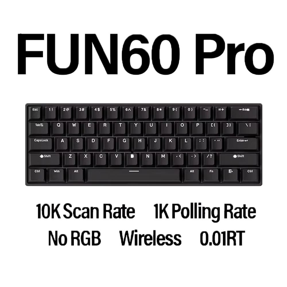 Monsgeek Fun60 Магнитная клавиатура с переключателем Tri Mode Беспроводная механическая клавиатура Custom 8KHz RT0.01 Магнитная клавиатура Аксессуар для ПК
