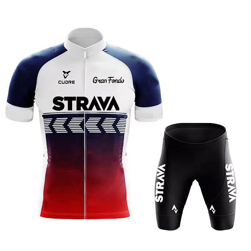 Командный костюм для велоспорта Новый костюм Strava с коротким рукавом Впитывающий пот и влагу Гоночный костюм для велоспорта