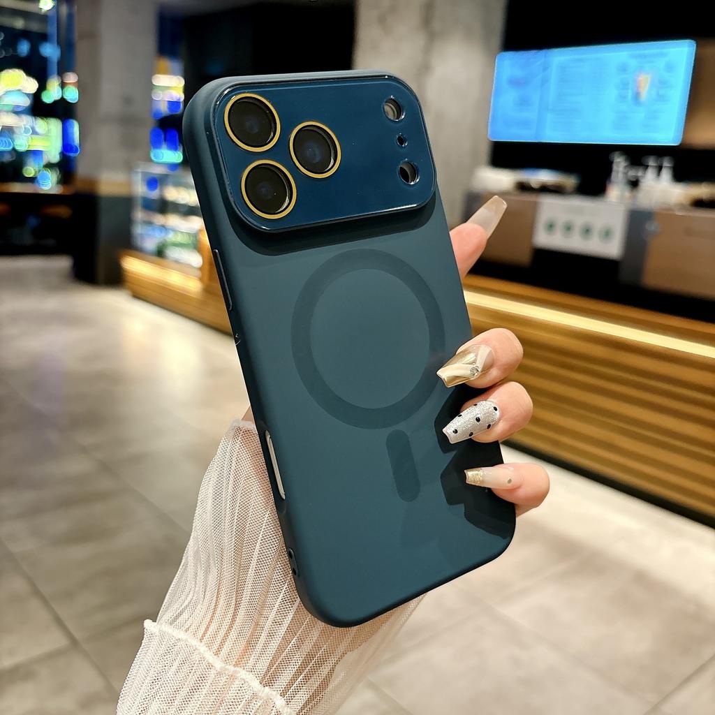 Силиконовый магнитный чехол для iPhone 17, однотонный, с текстурой, похожей на кожу, подходит для Apple 16 Pro Max, противоударный мягкий чехол