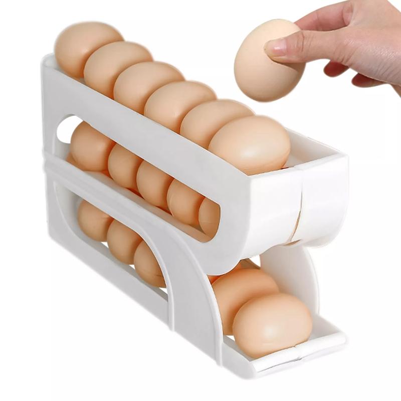 Автоматическая прокручивающаяся полка для яиц, держатель, ящик для хранения, корзина для яиц, контейнер-органайзер, раскладывающийся холодильник, диспенсер для яиц для кухни