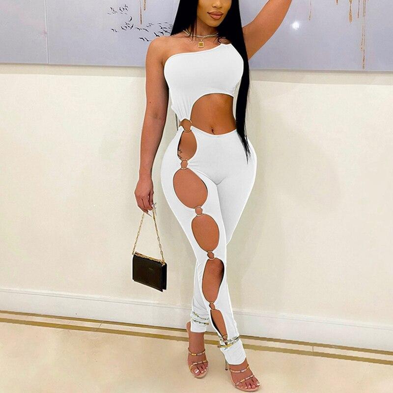 Модный сексуальный комбинезон с вырезом, женский, весенний, с открытыми плечами, с высоким разрезом по бокам, облегающий клубный наряд, женский боди, одежда Y2k 25427