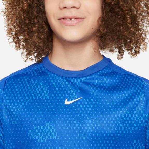 Nike Футболка с принтом мультиллого, круглым вырезом и короткими рукавами, детские топы, темно-синий FN8694-480