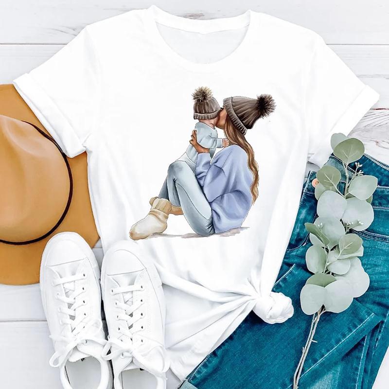 Простая женская одежда больших размеров с принтом на тему Дня матери, стильные женские футболки из чистого хлопка с круглым вырезом и короткими рукавами
