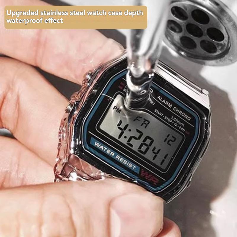 Для Casio CASIO серии A168W модифицированный металлический корпус и ремешок из нержавеющей стали, аксессуары, маленький золотой самородок, серебряный блок