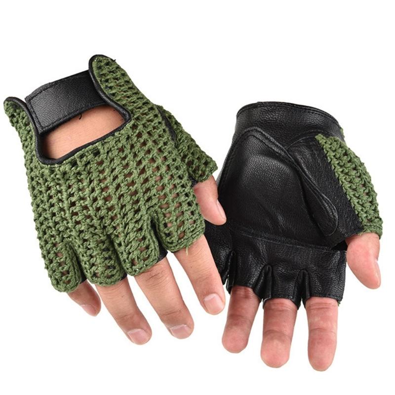 1 пара мужских шерстяных кожаных перчаток с открытыми пальцами, фитнес-варежки, велосипедные уличные перчатки для уличной езды на велосипеде и фитнеса