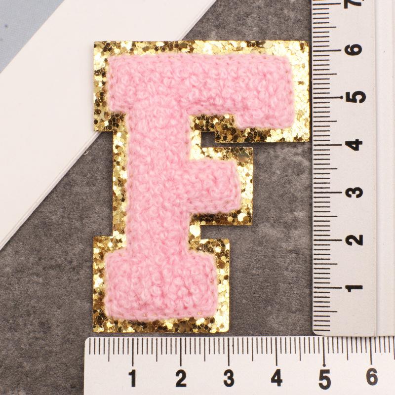 Алфавит, 26 букв, блестки, синель, розовая вышитая аппликация, нашивка для одежды, сумки, куртка, шляпа, декор