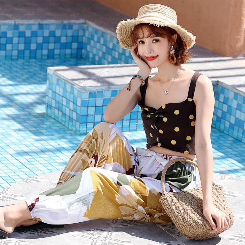 Women's Summer Cotton Silk Anti-Mosquito Loose Beach Bloomers Pajama Pants