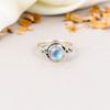 Rainbow Moonstone 925 Sterling Silver Round Gemstone Boho Style Handmade Ring For Women