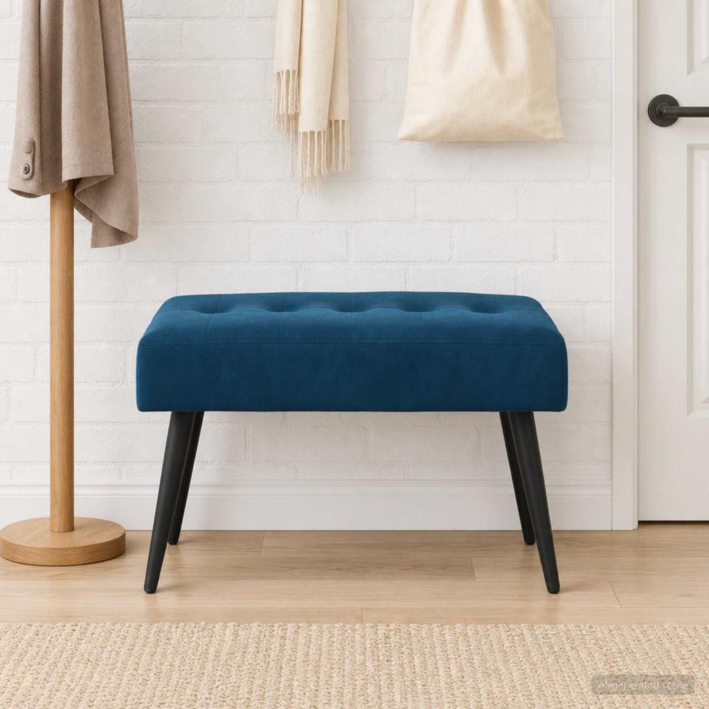 Bench with Button Tufting Blue 60 x 40 x 45 cm Velvet
