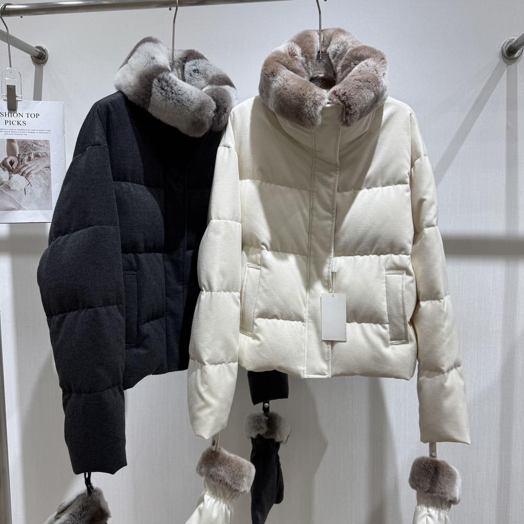 Max-M Premium Simple Goose Down Jacket Women's Rise Rabbit Fur Fur Collar Gloves Warm Bread Down