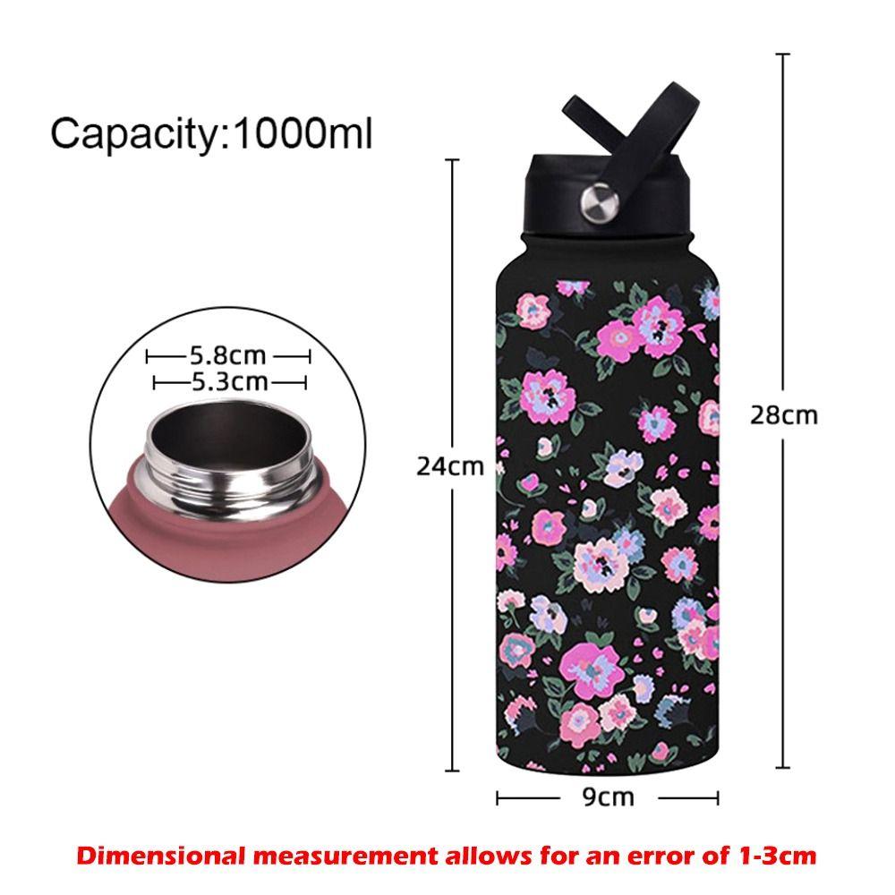 Straw Lid Vacuum Insulation Tumbler 1L Capacity Stainless Steel Tumbler Sports Activities