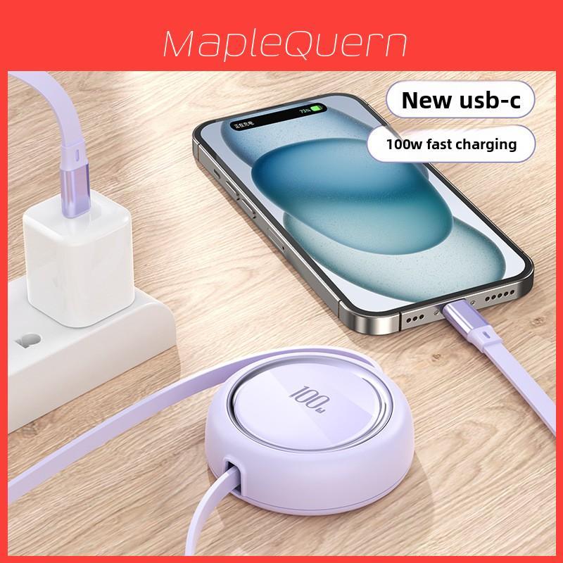 Кабель для зарядки Apple iPhone 15 типа Lightning/Type-C мощностью 100 Вт с выдвижной конструкцией для путешествий и офиса