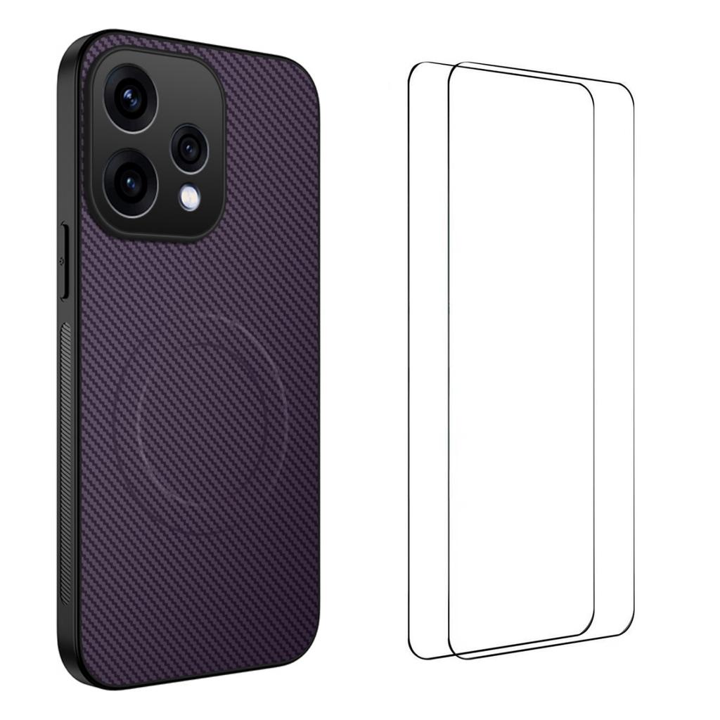 Для Oppo Reno15c 5G (Китай)/Oppo Reno15 5G (Глобальный) Магнитный чехол WANLONFENG TQ1 Series с текстурой под карбон, из поликарбоната и ТПУ, в комплекте с 2 защитными пленками для экрана.