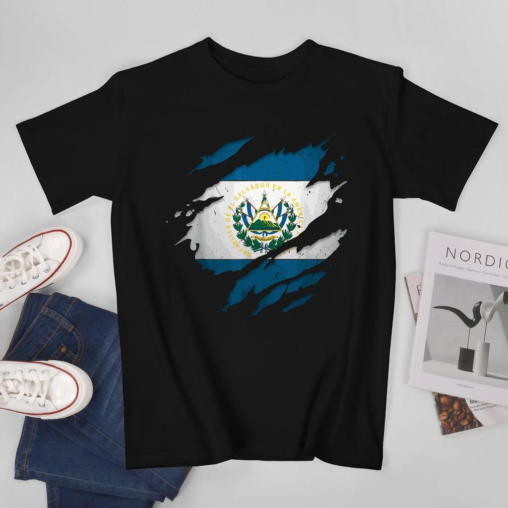 More Design El Salvador Flag Salvadoran Unisex Tshirt Tees Tshirt Oneck T Shirts Unisex Boys Clothing 100 Cotton