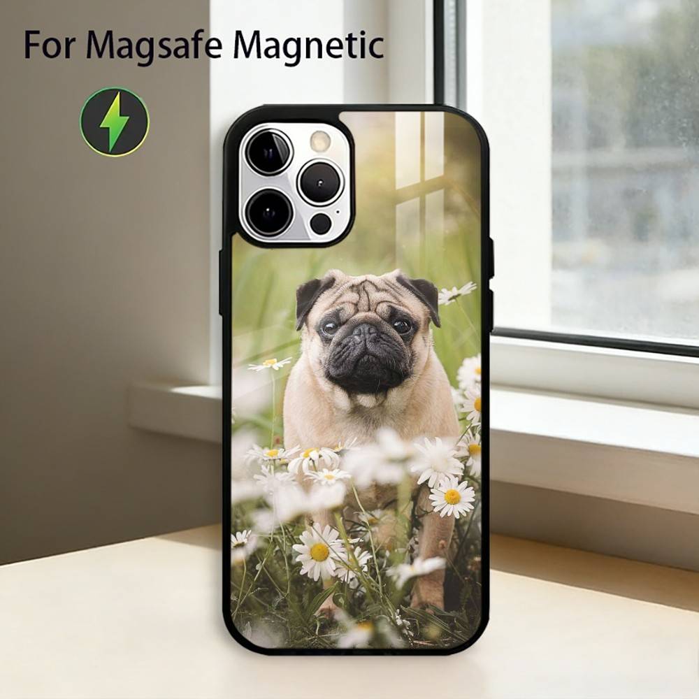 C-Cute Pug Dog Phone Case For iPhone17,16,15,14,13,12,11 Plus,Pro Magnetic For Magsafe Wireless Charging