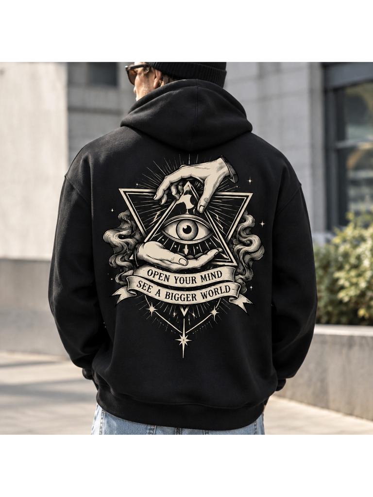 Trendy Back Graphic Hoodie, Unisex Casual Pullover Sweatshirt, Long Sleeve Streetwear for Fall and Winter