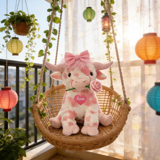 Плюшевая игрушка, мягкая игрушка, реалистичный дизайн шотландской высокогорной коровы, мягкий плюшевый декор