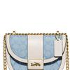 Coach Alie 21 Monogram Color Block Chain Chambray Canvas Print Leather And Fabric Saddle Bag Crossbody Small Women saddle bag C4694-B4SUX