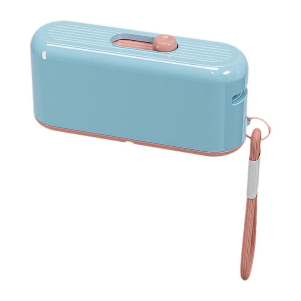 Refillable Dental Floss Dispenser with Automatic Floss Release, Compact Travel Holder, Blue