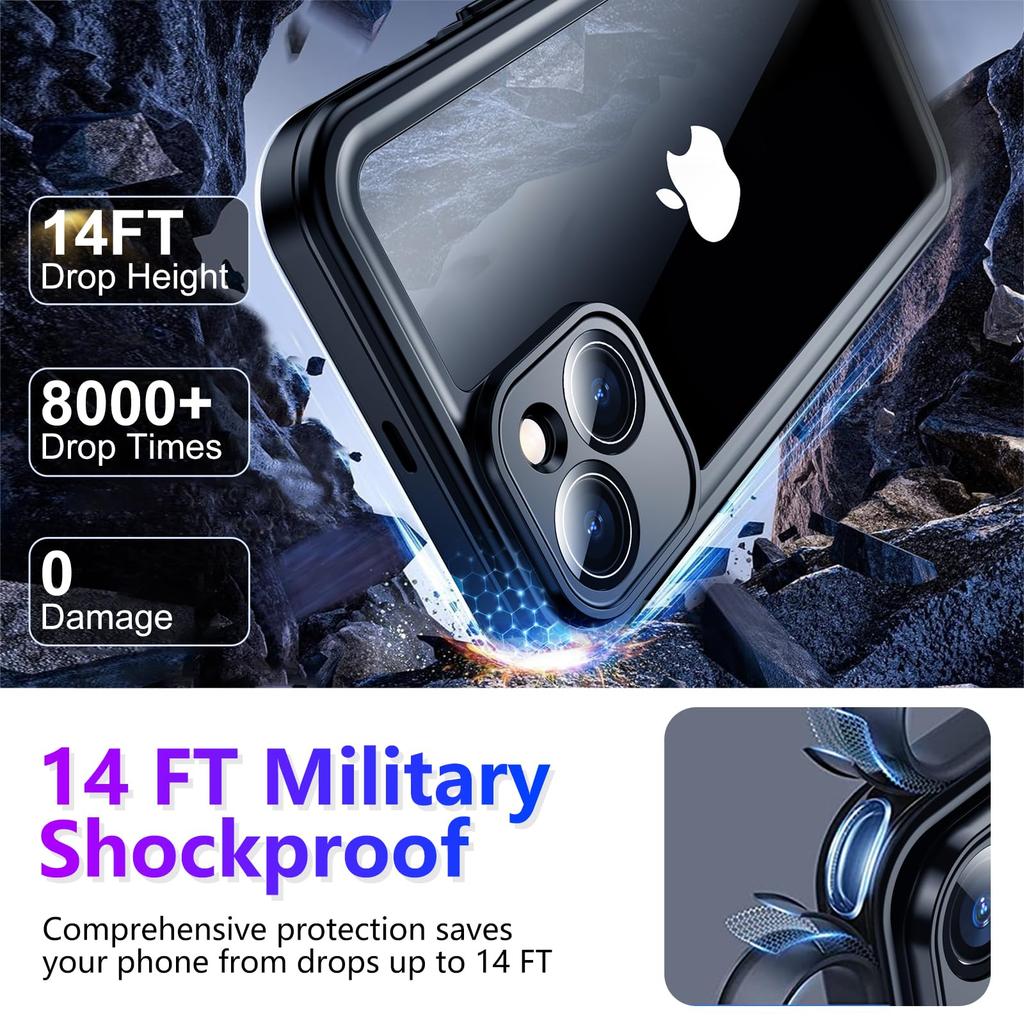 Shellbox Профессиональный водонепроницаемый чехол для телефона для IPhone 14 17Air 13 15 16 - 360 Полное покрытие Ударопрочный Пылезащитный IP68