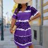 Летняя мода женские V-образный вырез короткий рукав леопардовый принт печатное платье сексуальные короткие юбки платья