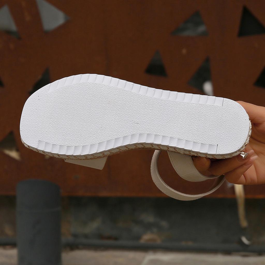 Spring Summer 2025 Women's Plus Size Hemp Rope Sole Muffin Platform Women's Sandals Buckle Wedge Heel Fish Beak Women's Sandals