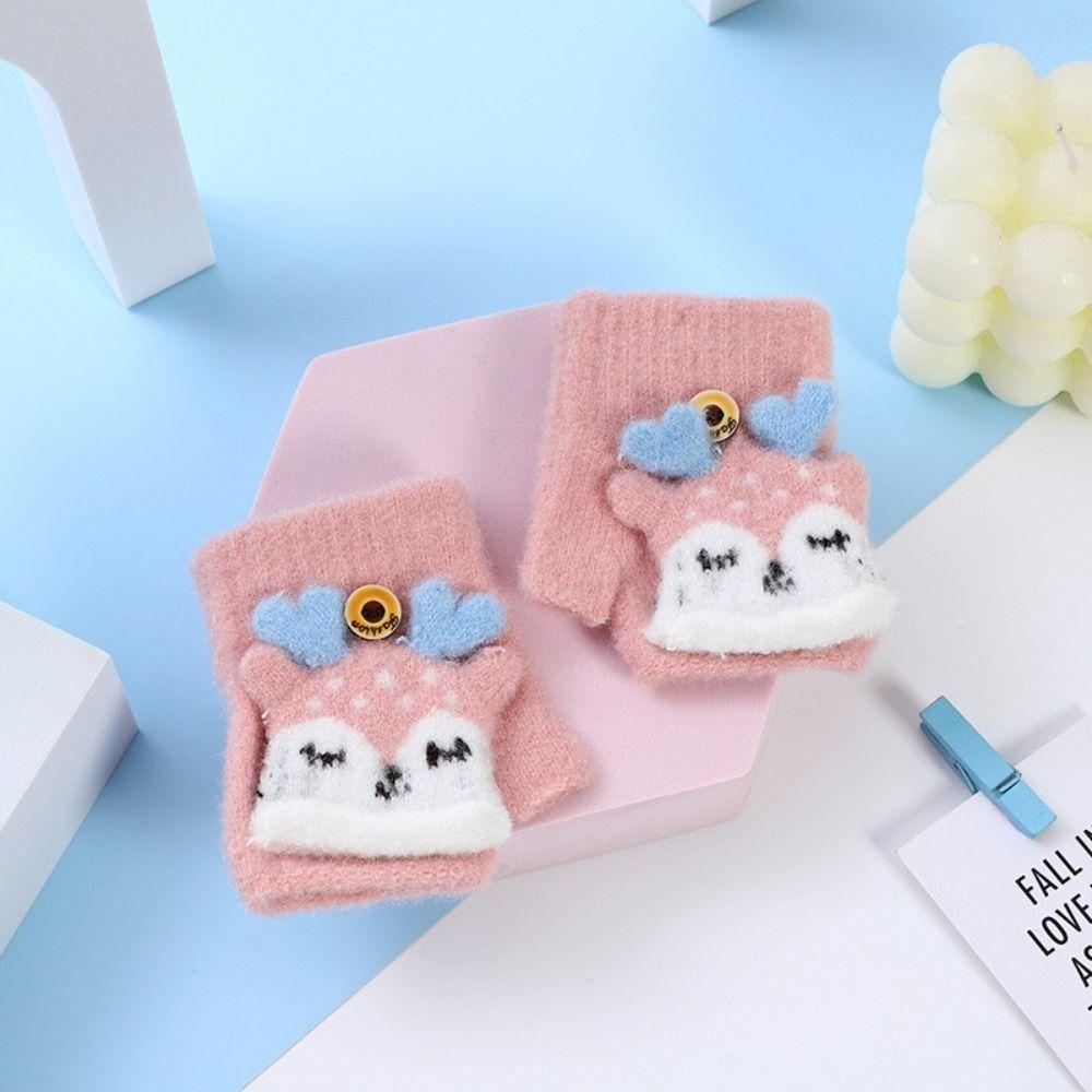 Fingerless Knitting Mittens Thick Mitten Lovely Kids Gloves Baby Kids