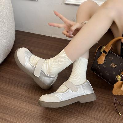 Универсальные туфли-лодочки с круглым носком для женщин Новинка Французская мягкая подошва Маленькие кожаные туфли для ношения с юбками