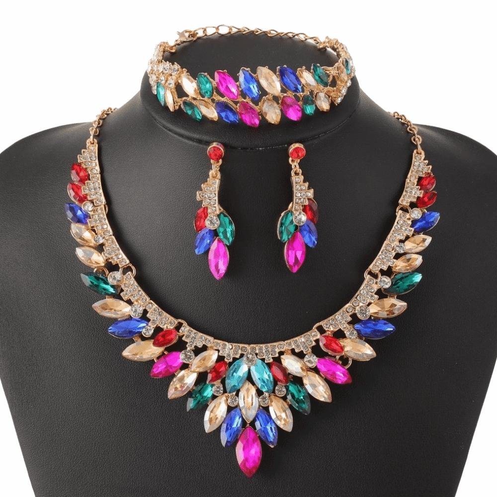 3/4Pcs Sparkling Women's Jewelry Set Baroque Women Rhinestone Jewelry Set Outfit Accessory