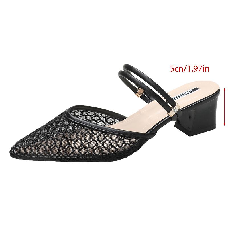 Сексуальные и модные женские сандалии, повседневные туфли на квадратном каблуке, женские остроносые шлепанцы на высоком каблуке, сандалии на высоком каблуке