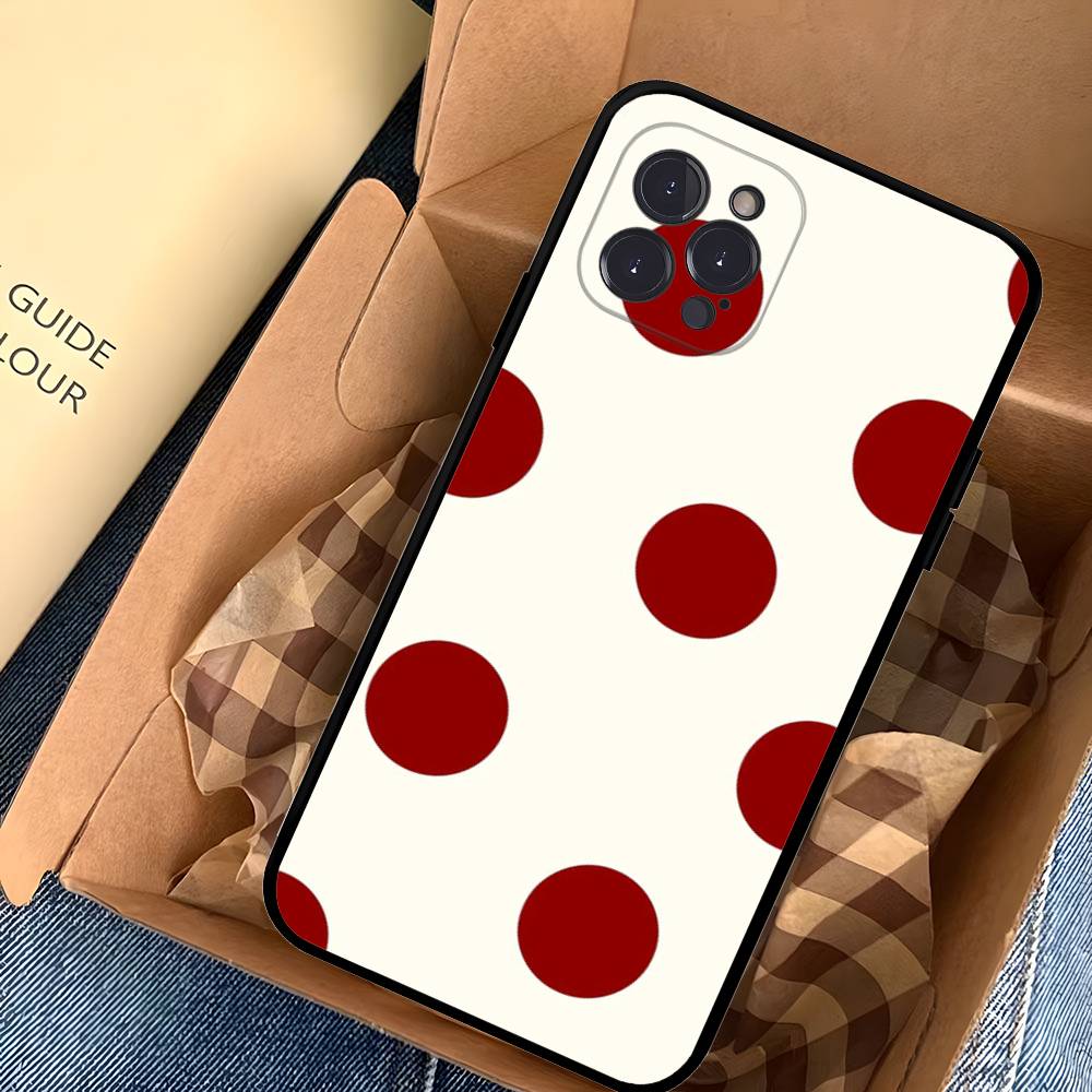 Простой черно-белый горошек Подходит для чехла на телефон iPhone 16 15 Promax iPhone 14 11 12 Высококачественный 13 Pro Силиконовый