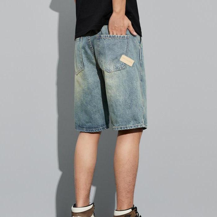 Мужские летние модные фирменные джинсовые шорты, повседневные брюки Seven-Point