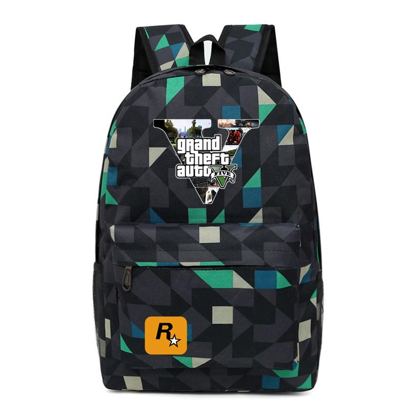GTA Grand Theft Auto Backpack Anime Game Peripheral Print School Bag for Boys Girls
