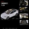 1/24 Tesla Model Y с зарядным устройством, литая игрушечная модель автомобиля со звуком и светом, детский коллекционный подарок