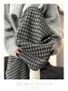 Korean Retro High Waist Plaid Wool-Blend Fleece Lined Wide-Leg Pants XS