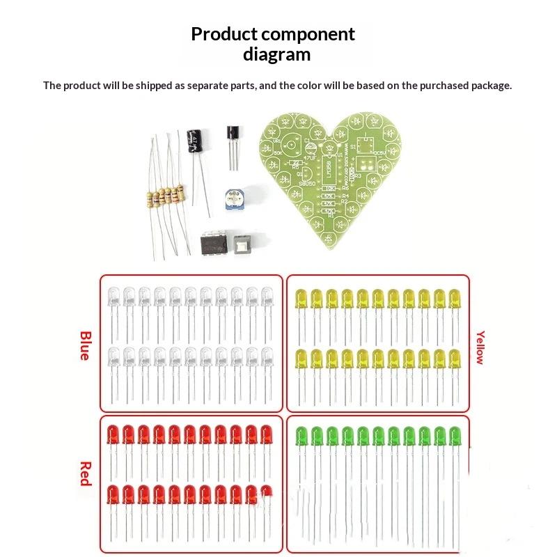 DIY Heart Shape Breathing Lamp Kit LED Circuit Board 4V 6V Electronic Solder Assembly for Electronics Student Project