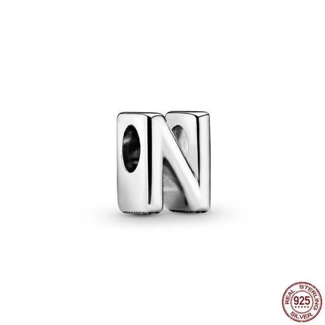 100% натуральная подвеска из стерлингового серебра 925 пробы, памятная буква серии A-Z, бисер, оригинальный браслет-подвеска Panjia, ювелирные изделия