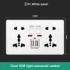 18W Type-C Plug Quick Charging Universal 5-pin Dual Power Socket,UK Standard 13A Wall Socket with DC 5V 3.1A Type-c USB Charger