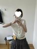 1116 spring and summer new versatile simple round neck pit strip thin short-sleeved knitted cardigan top women