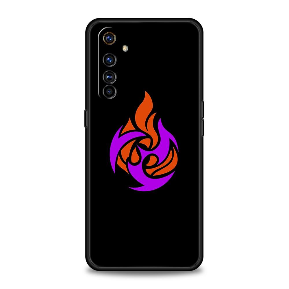 Милый логотип Genshin impact для Realme 9i, роскошный чехол для телефона 9 8 5G GT2 7 6 Pro Plus 8i C21 C3 C11 C25, черный силиконовый чехол
