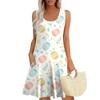 Womens Summer Dresses Easter Print  Loose U Neck Sleeveless Sundresses Dress With Pockets