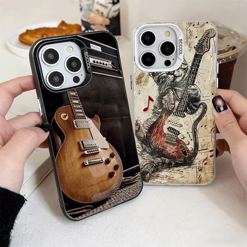 Guitar Retro Rock Music Shockproof Phone Case for iPhone 17 Air 16 16E 15 Pro Max 14 Plus 13 Mini 12 Back Cover Anti Fall Fundas