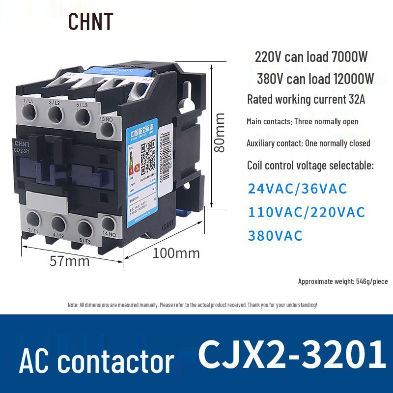 Контактор переменного тока Chint серии CJX2 65А, 220В/380В, диапазон 09-40А