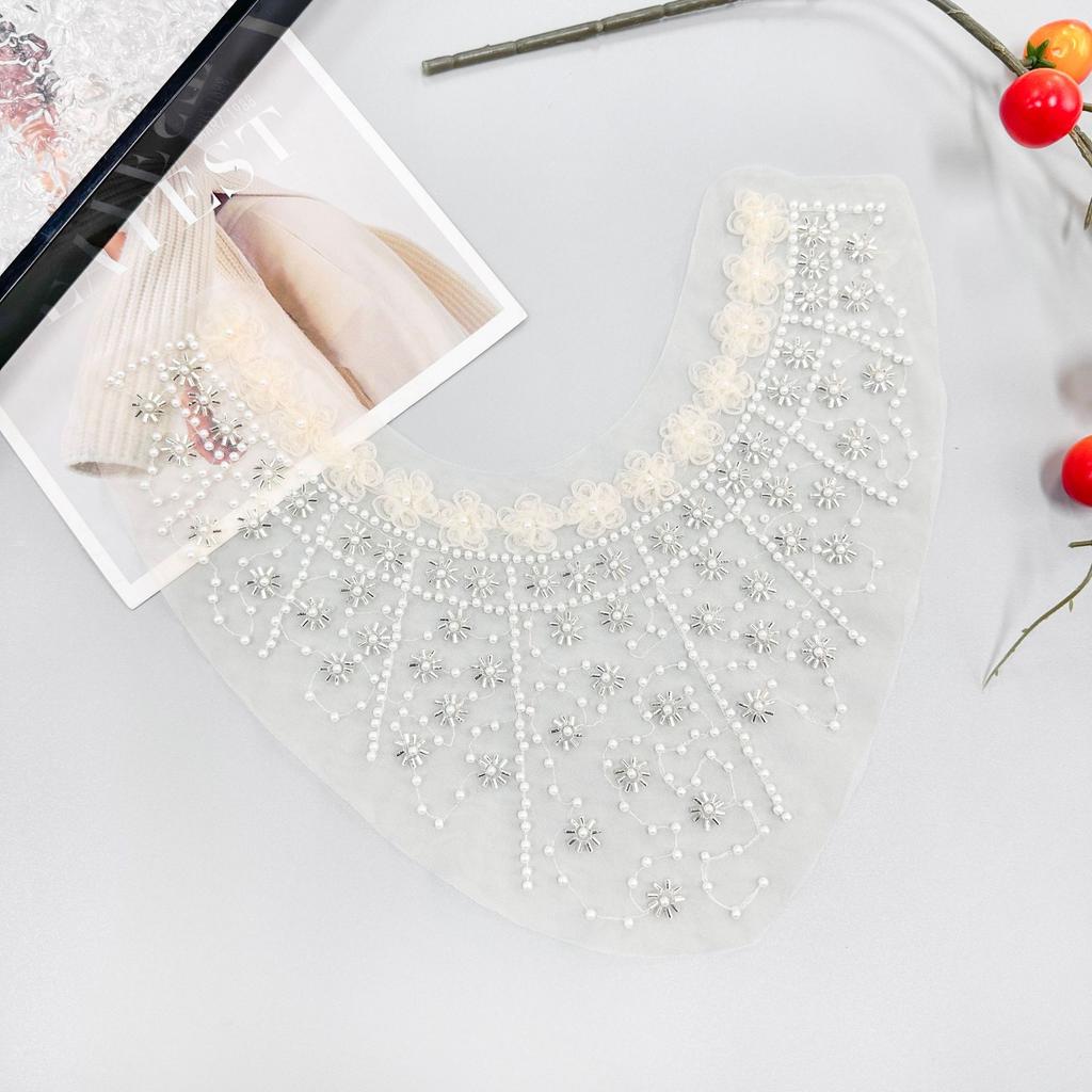 Apricot Mesh Beaded Lace Flower Front Collar Cloth Sticker Clothing Dress Dress Front Collar Accessories Cloth Sticker Accessories