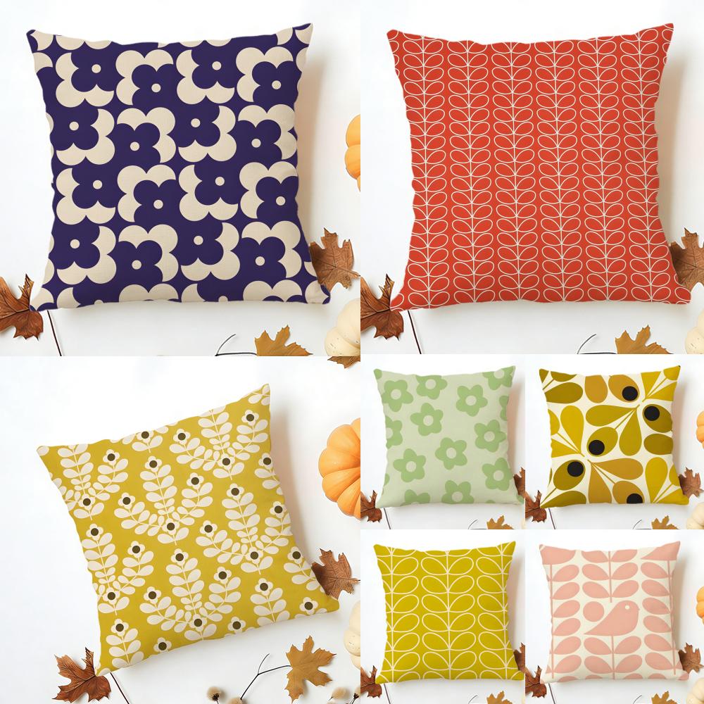 Simple Casual Fashion OOrla Kiely Cushion Cover Washable Linen Pillowcase Soft for Sofa Bed Cozy Home Room Decor